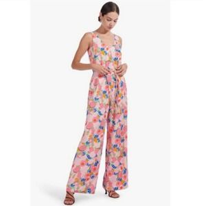 STAUD abstract peach blosson jumpsuit